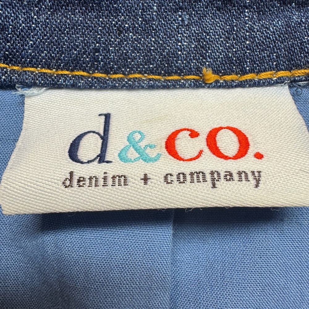Denim&Co Vintage Denim Blazer Jacket with Floral Embroidery, L - Picture 6 of 10